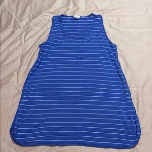 LAKE Pajamas - Blue and White Striped Tank Dress Nightgown
